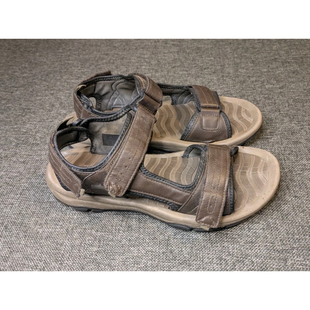 Khombu Men's Brown Leather Strap Windsor Lightweight Sandals Shoes Size 9